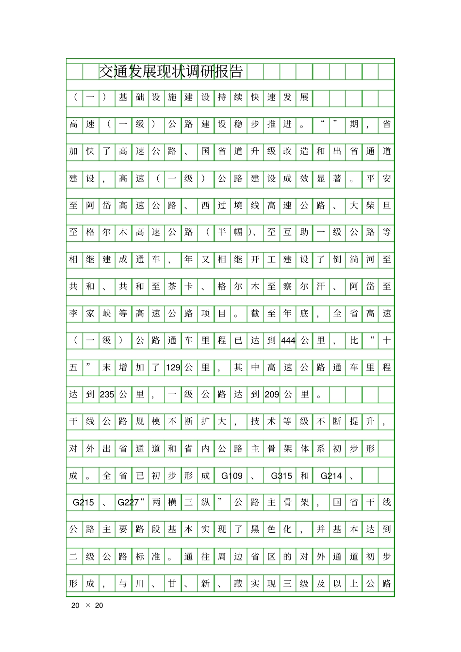交通发展现状调研报告精品工作报告_第1页