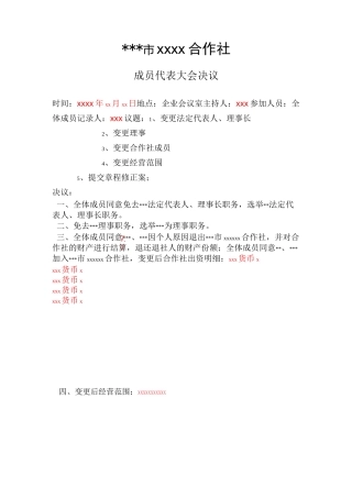 农民专业合作社变更