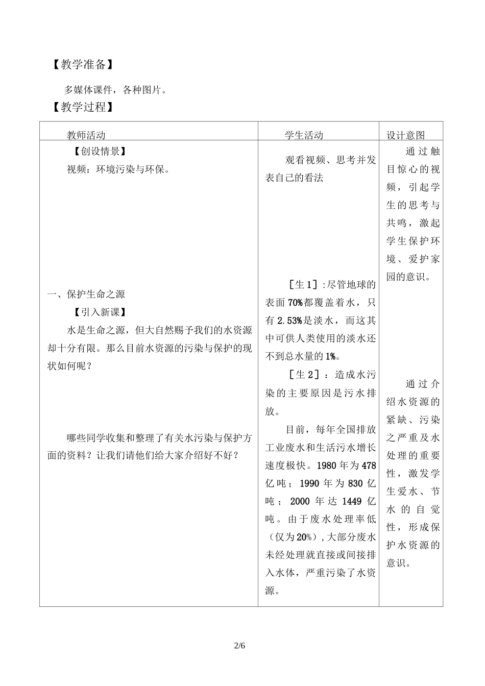 鲁教版(五四学制)九年级化学全一册：6.4 化学与环境保护  教案设计_第2页