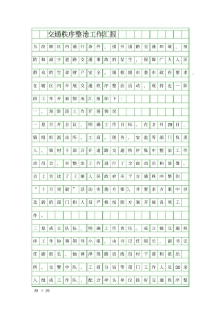 交通秩序整治工作汇报精品工作报告