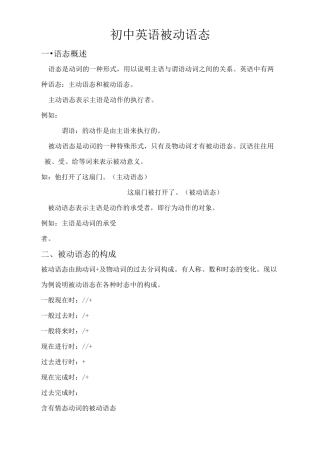 初中被动语态语法归纳