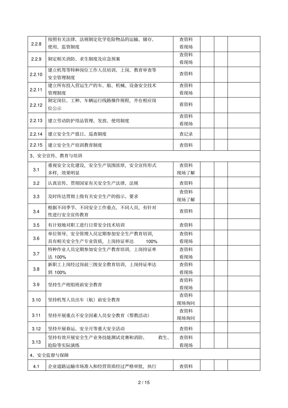 交通运输企业安全管理检查表_第2页