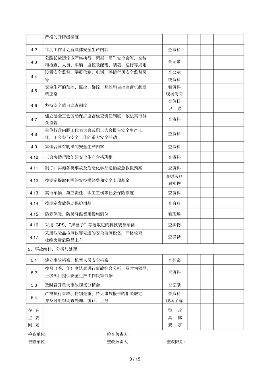 交通运输企业安全管理检查表_第3页