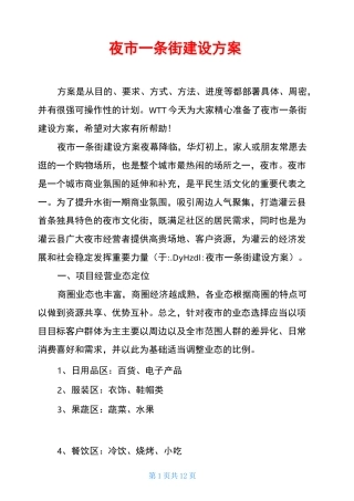 夜市一条街建设方案