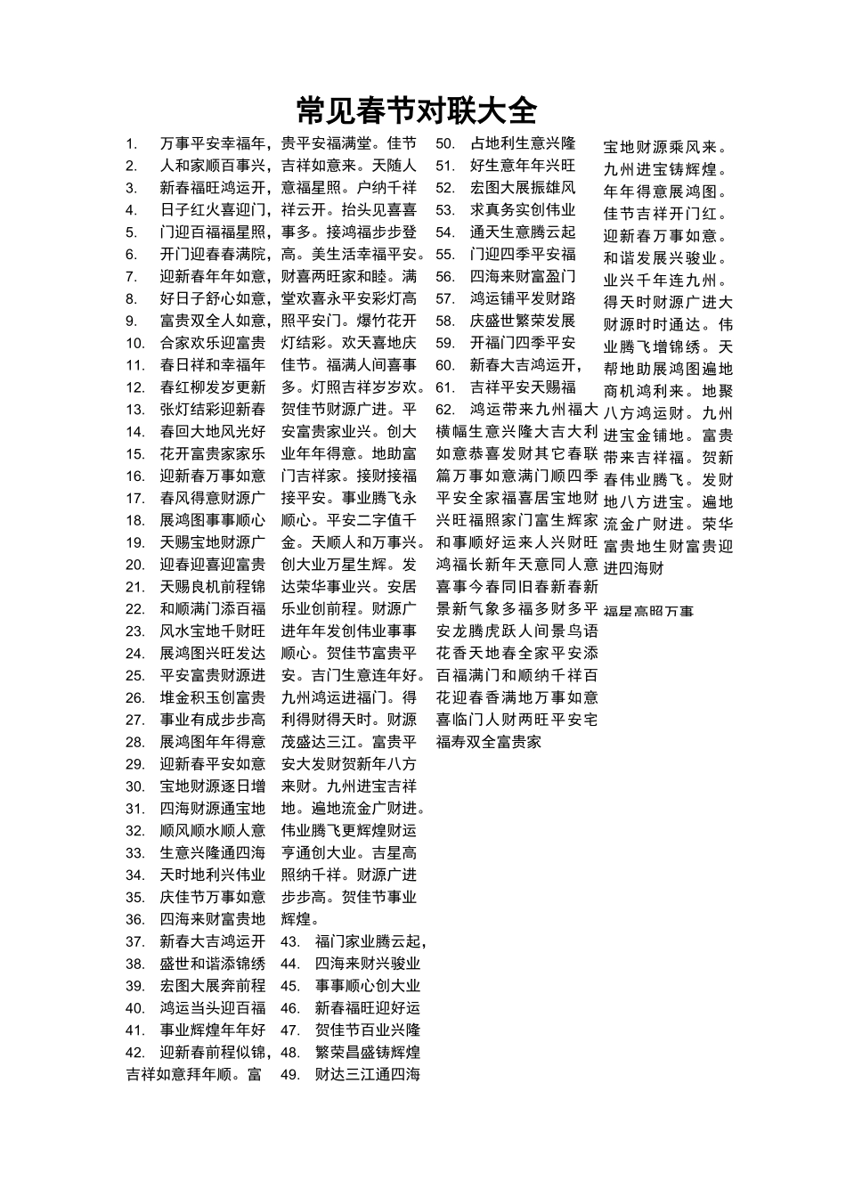 常见春节对联大全_第1页