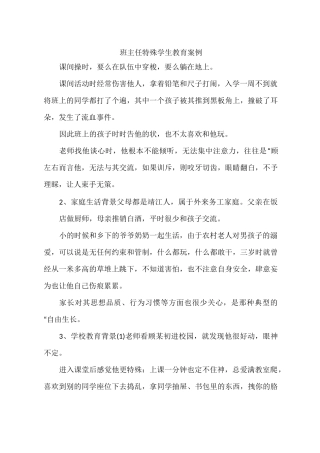 班主任特殊学生教育案例