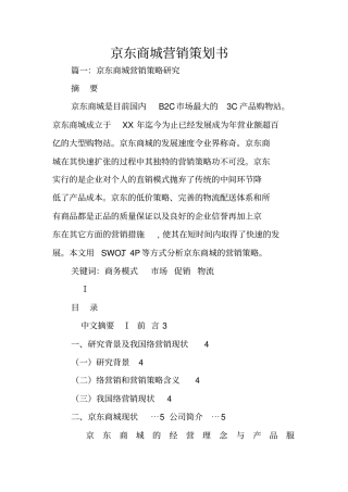 京东商城营销策划书