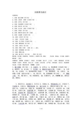 京剧著名曲目