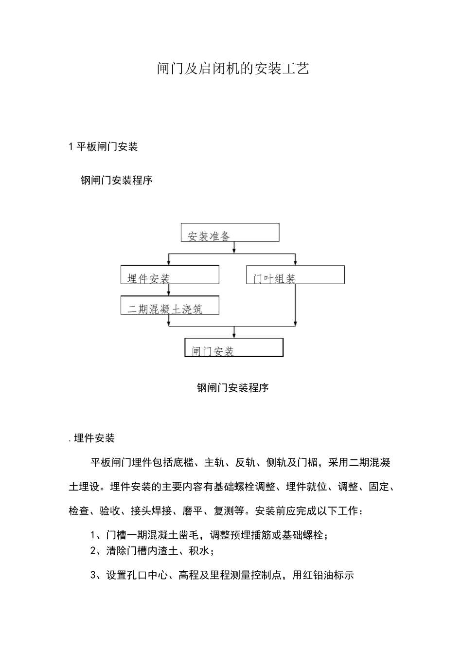 闸门及启闭机的安装工艺_第1页