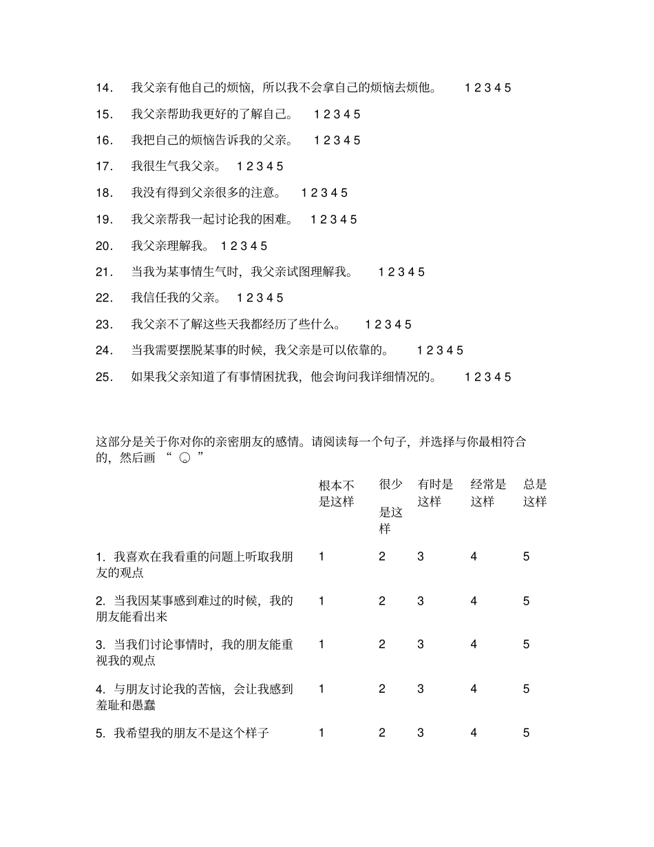 亲子依恋量表【IPPA】_第3页