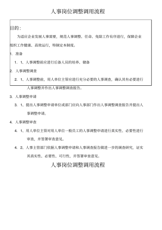 人事岗位调整处理流程