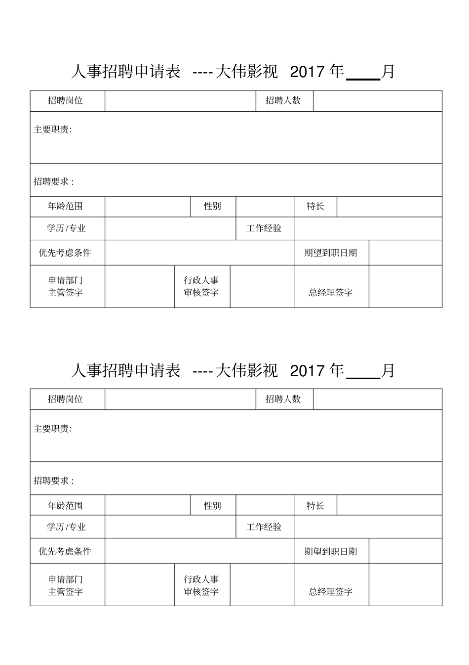 人事招聘申请表_第3页