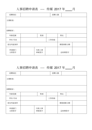 人事招聘申请表