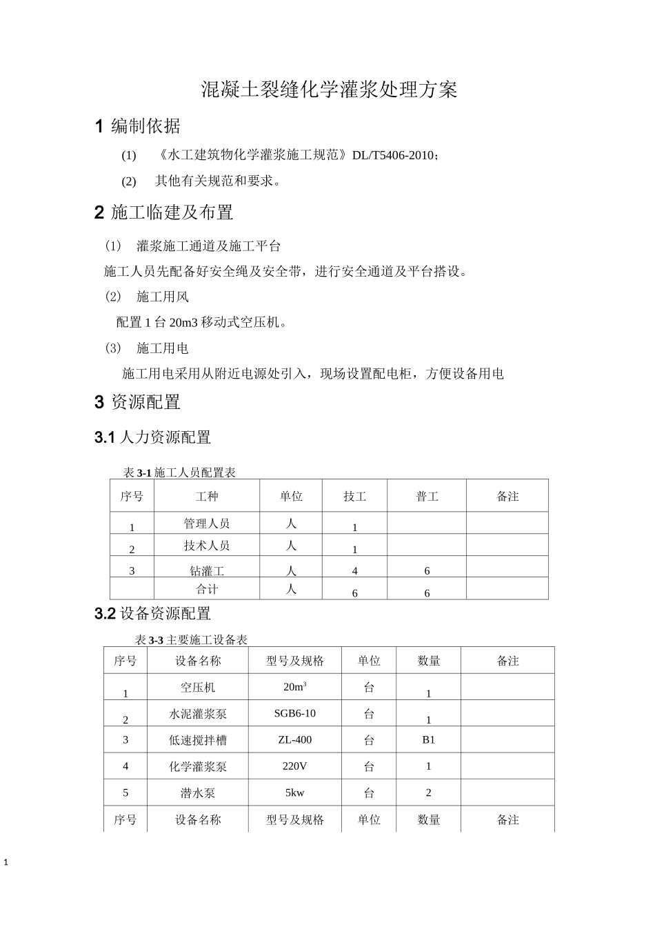 混凝土裂缝化学灌浆处理方案_第1页