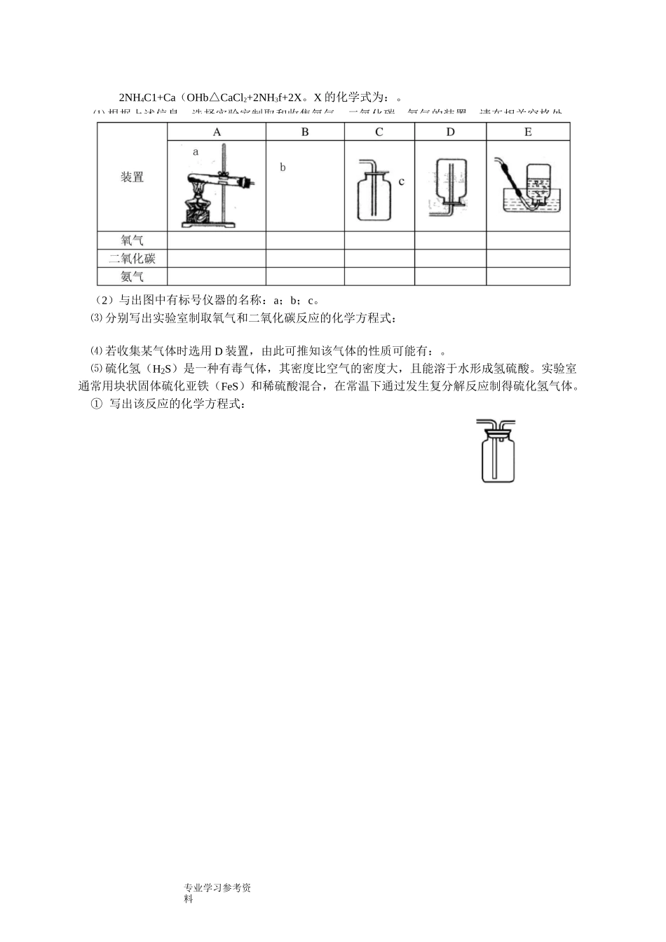 初中化学专题6《重要气体的制取和检验、除杂和净化》_第2页