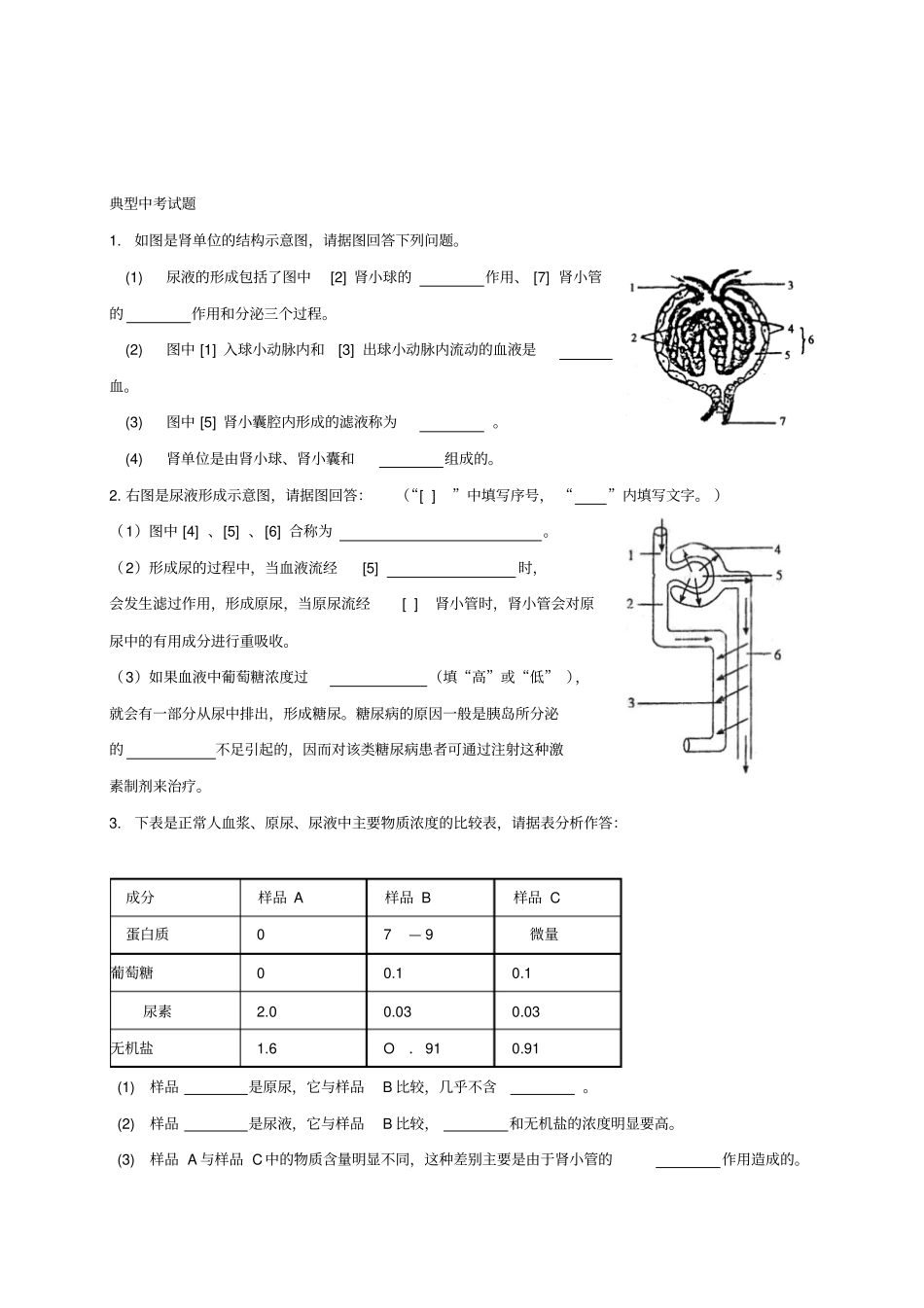 人体内废物的排出知识点汇总及复习题_第3页