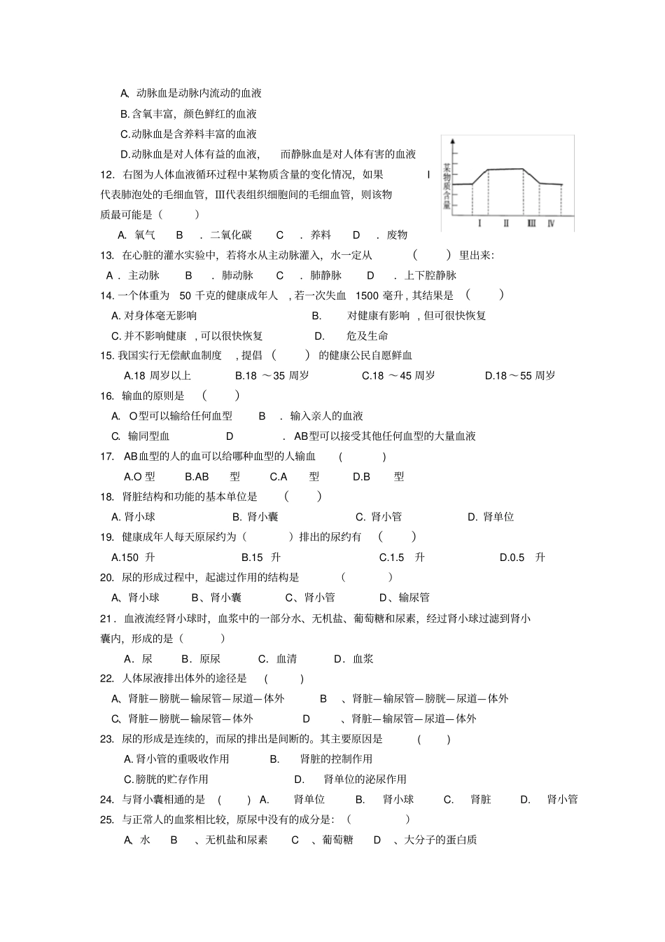 人体内物质的运输、人体内废物的排出复习卷14周周末卷_第2页