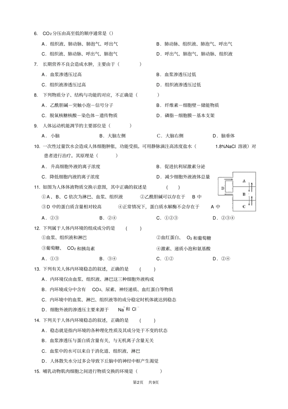 人体内环境和稳态和神经调节打印_第2页