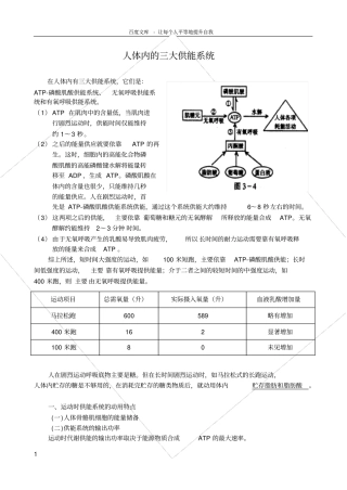 人体内的三大供能系统