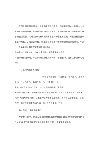 驻村书记调研报告