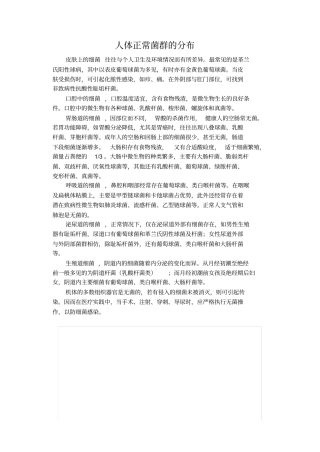 人体正常菌群的分布