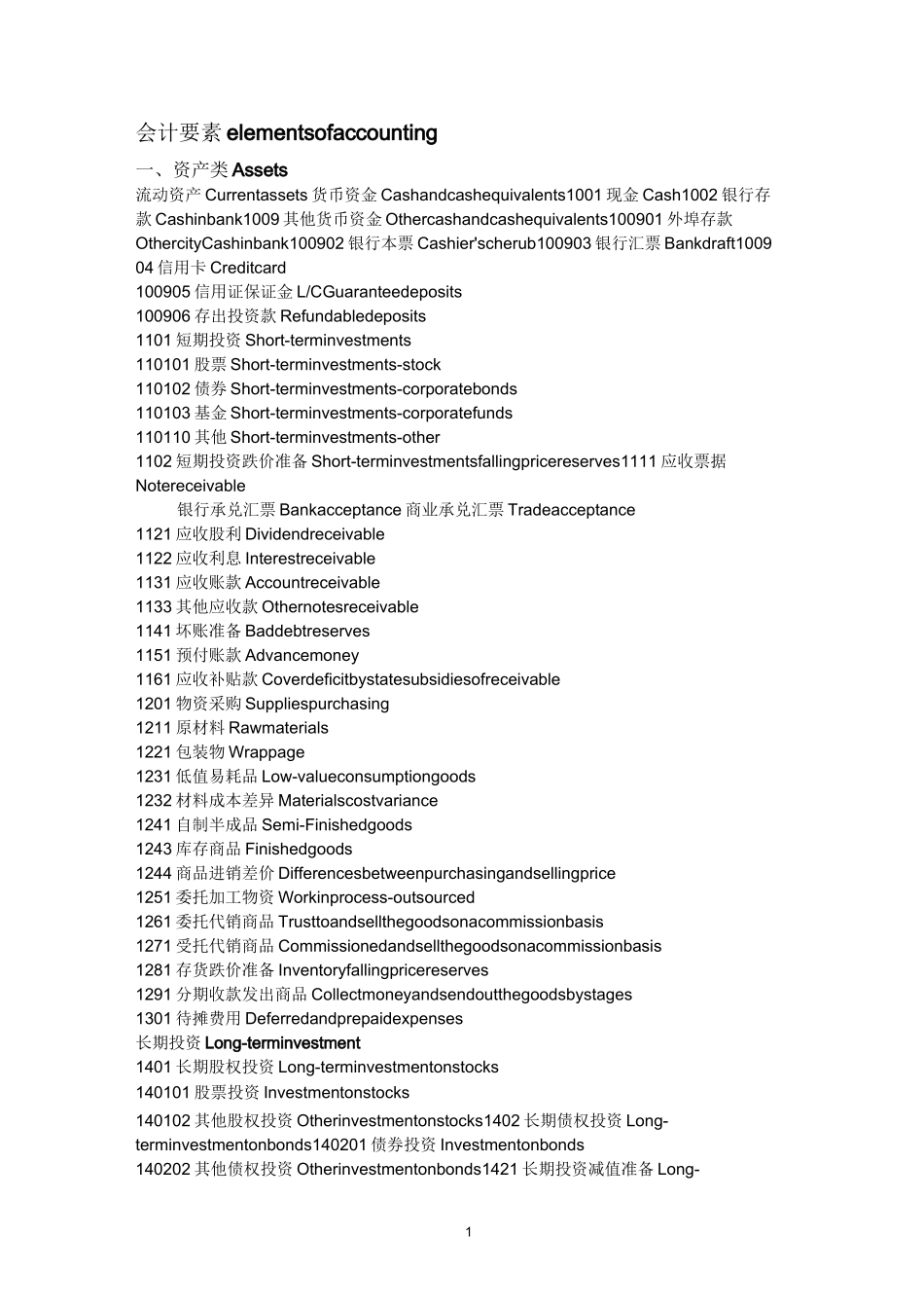 会计要素中英文词汇_第1页