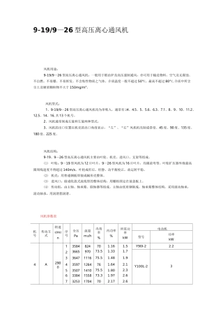 离心通风机参数