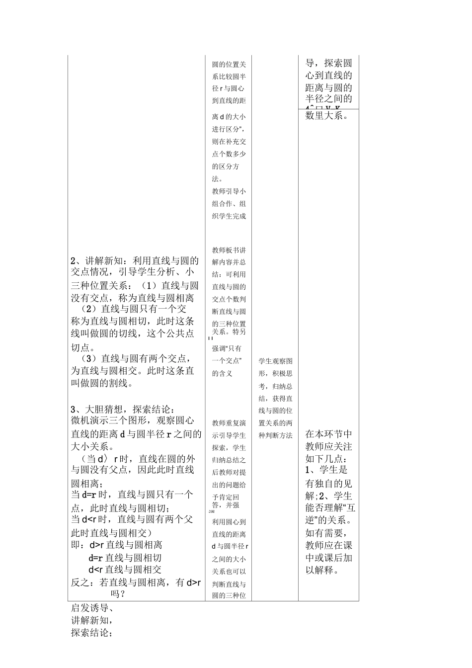 直线与圆的位置关系说课稿_第3页