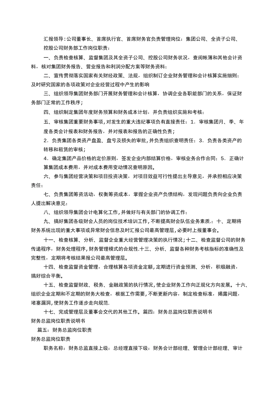 集团财务总监岗位职责(共9篇)_第2页