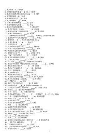 人体解剖学本科练习题一汇总