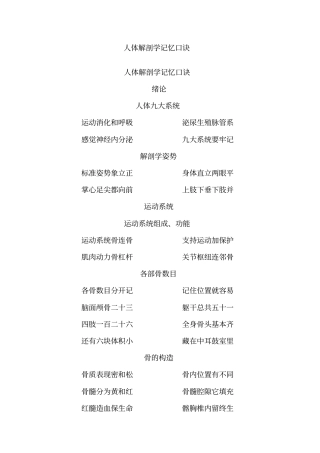 人体解剖学记忆口诀29466