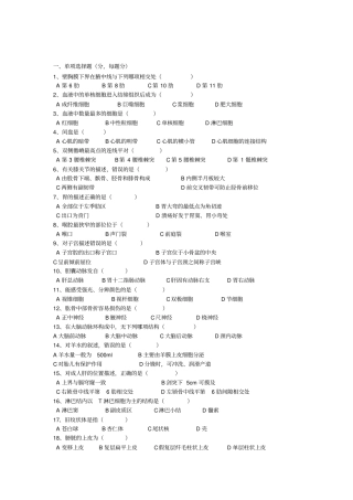 人体解剖学试题及答案