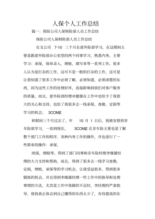 人保个人工作总结