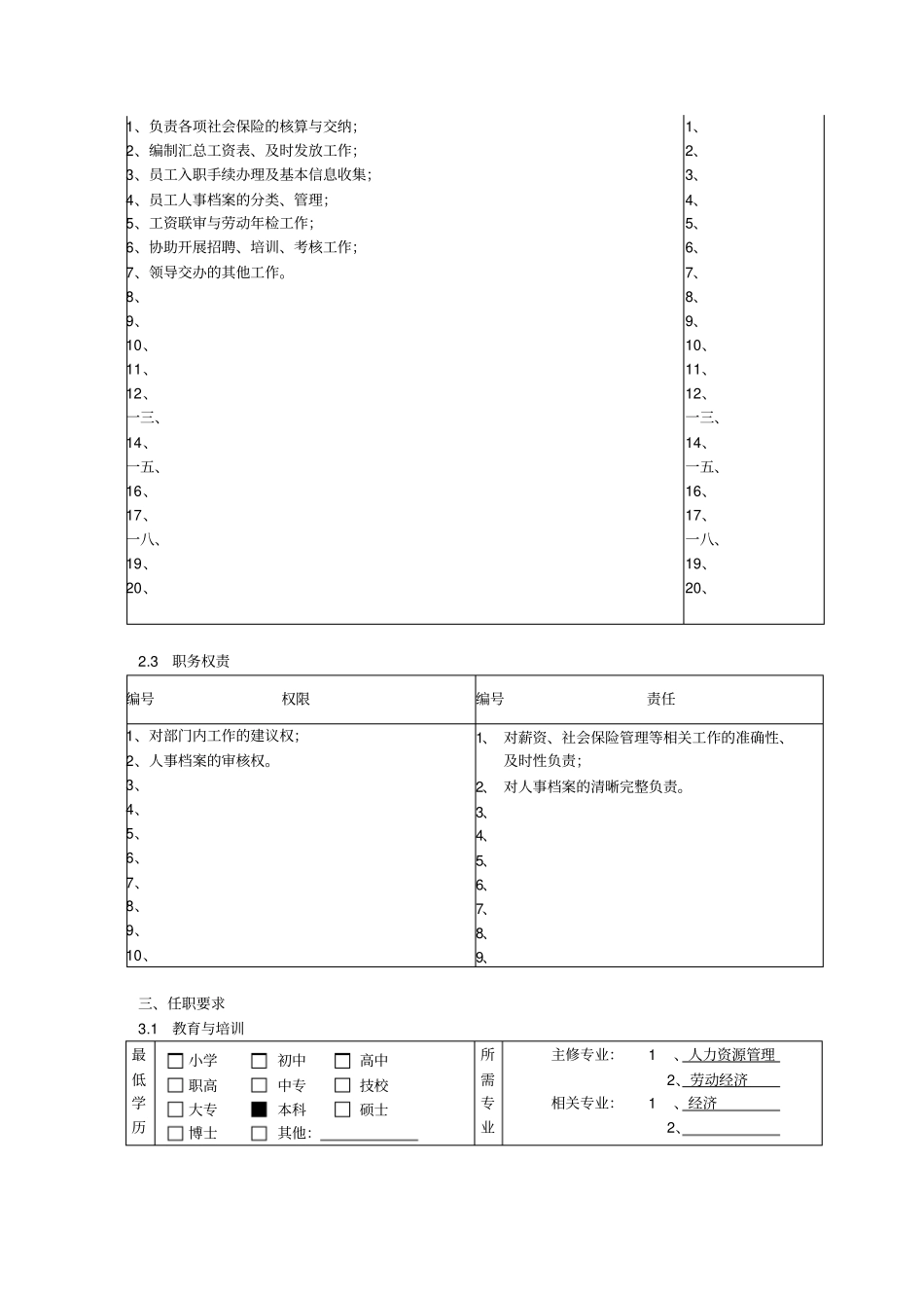 人力资源与行政部薪酬福利专员岗位职责_第2页
