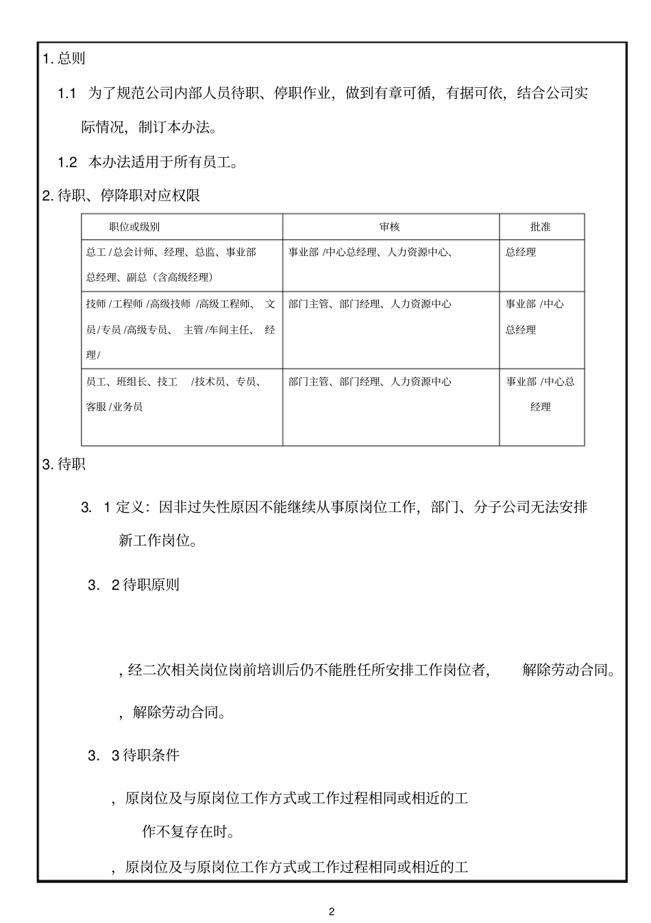 人力资源人事行政待职停职管理制度_第2页