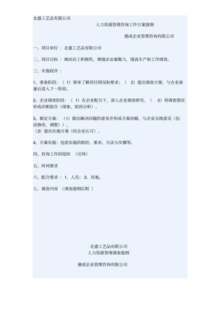 人力资源咨询方案