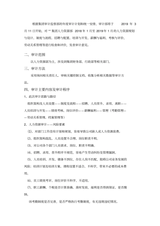 人力资源审计工作方案