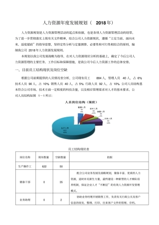 人力资源年发展规划2018