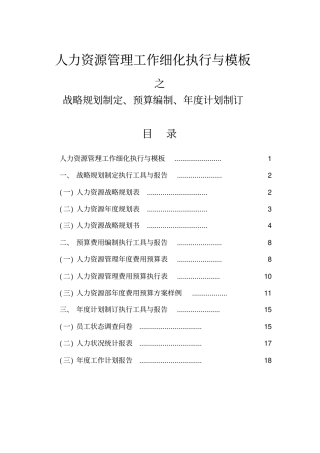 人力资源战略规划、预算编制、年计划制订