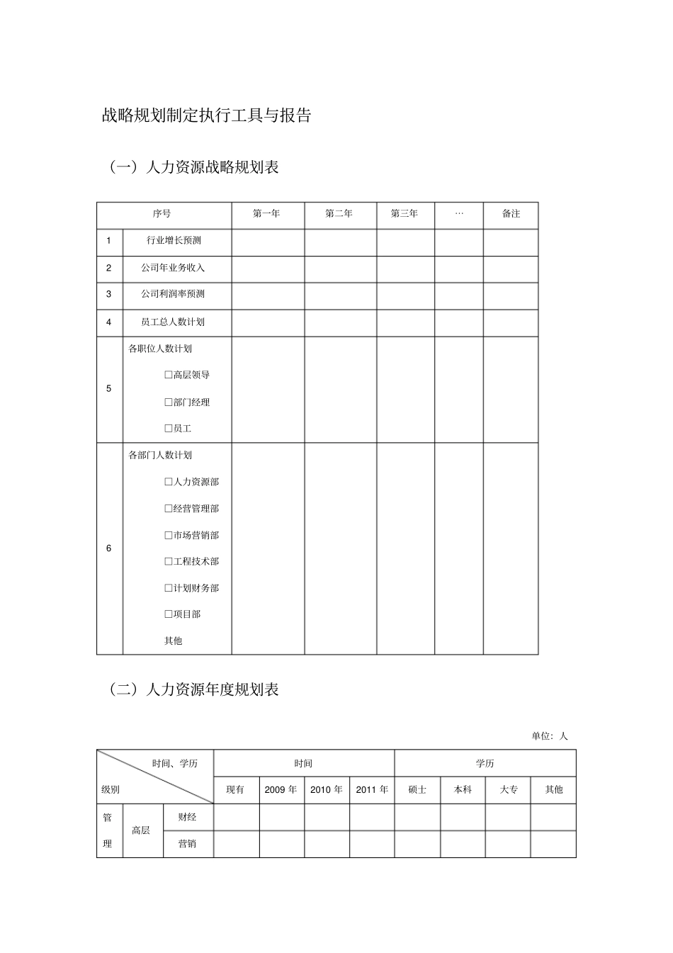 人力资源战略规划制定执行工具与报告_第1页