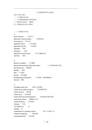 人力资源管理中英文对照表