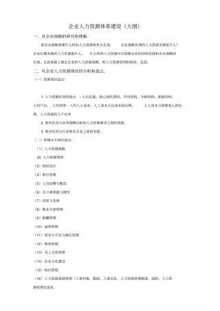 人力资源管理体系建设大纲