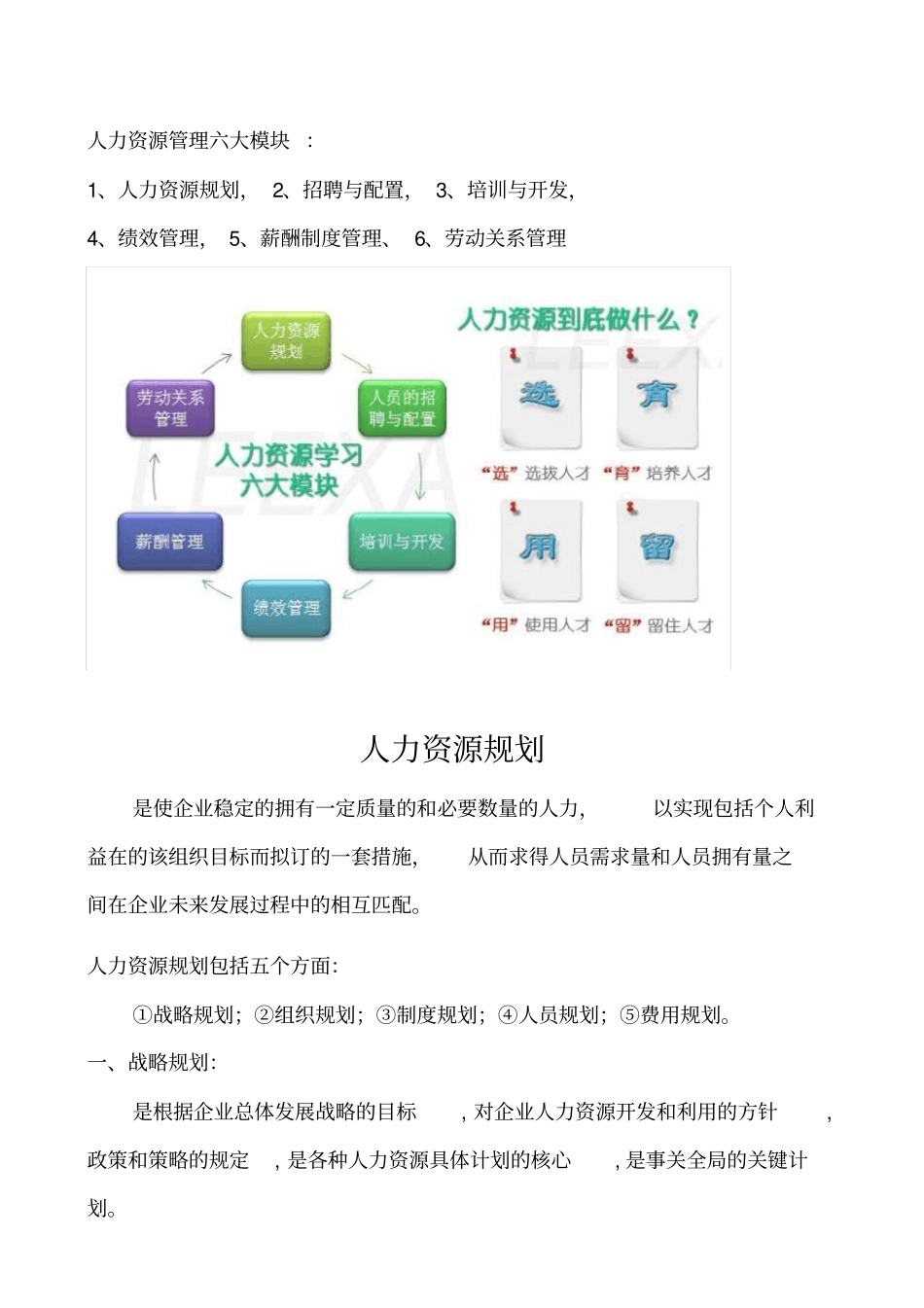 人力资源管理六大模块_规划_第1页