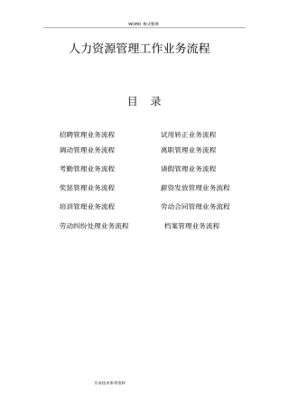 人力资源管理工作业务流程12个详细流程说明