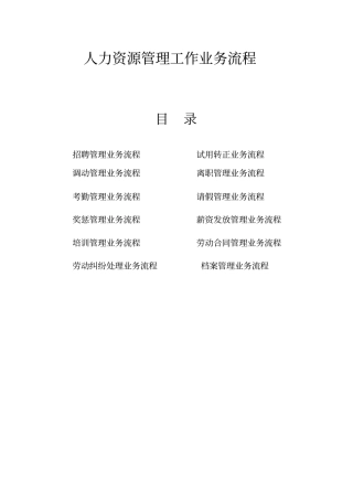 人力资源管理工作业务流程12个详细流程说明文档良心出品