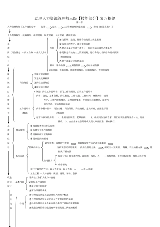 人力资源管理师三级技能部分复习提纲