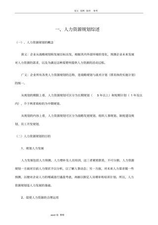 人力资源规划设计方案步骤