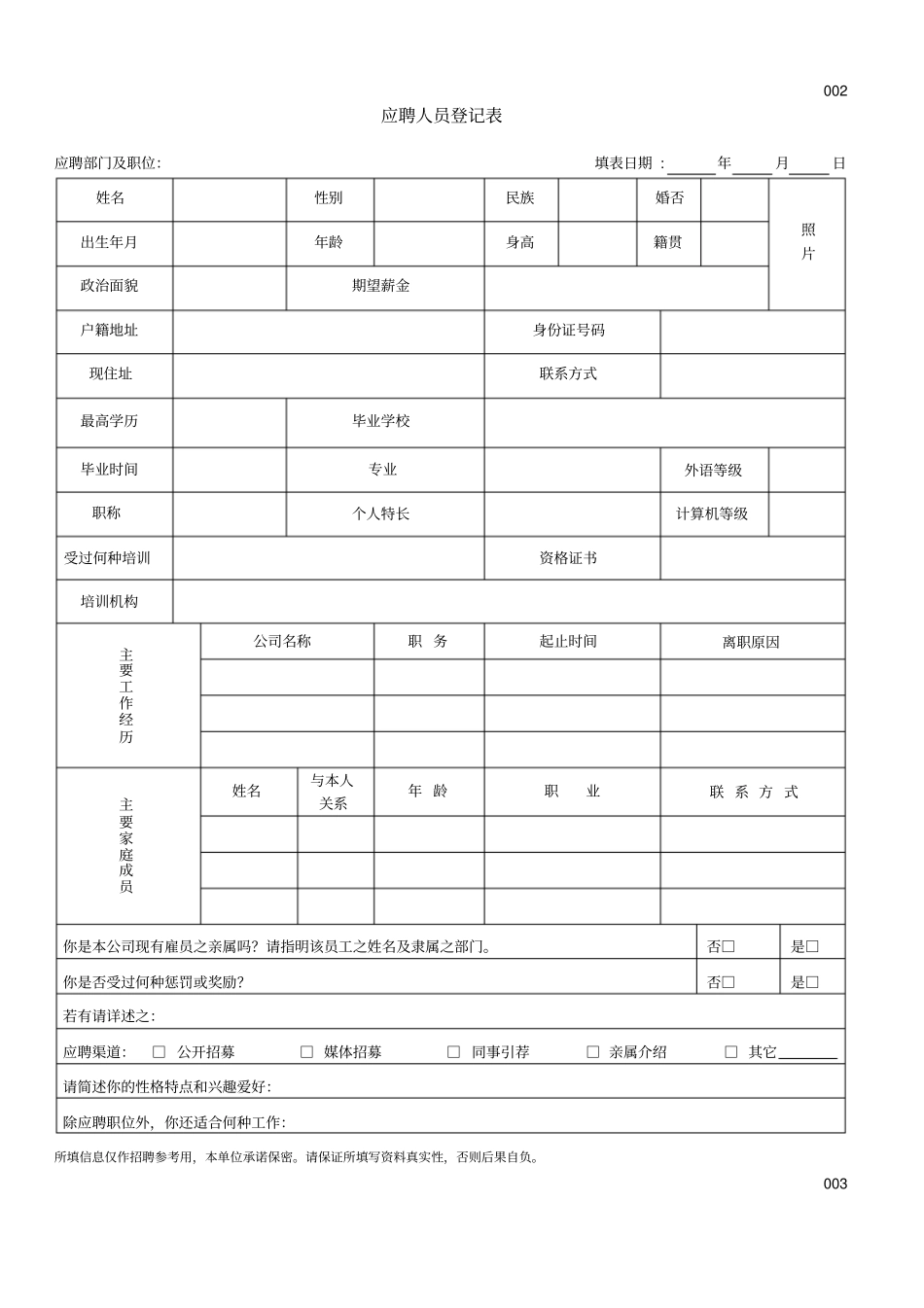 人力资源部HR常用表格30_第2页