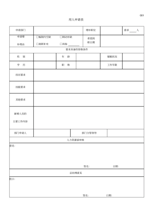 人力资源部HR常用表格30