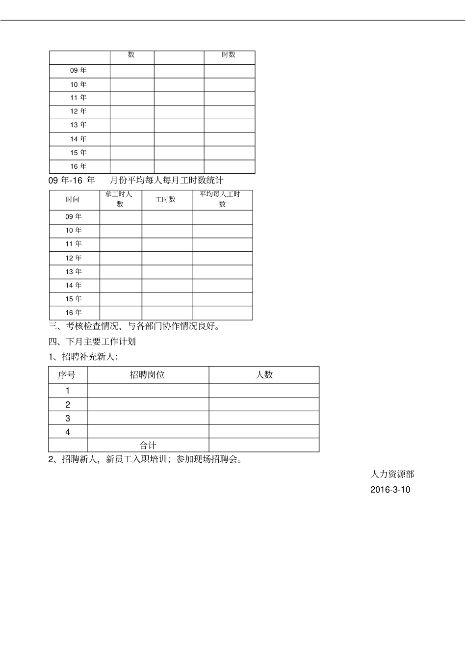 人力资源部每月工作总结_第3页
